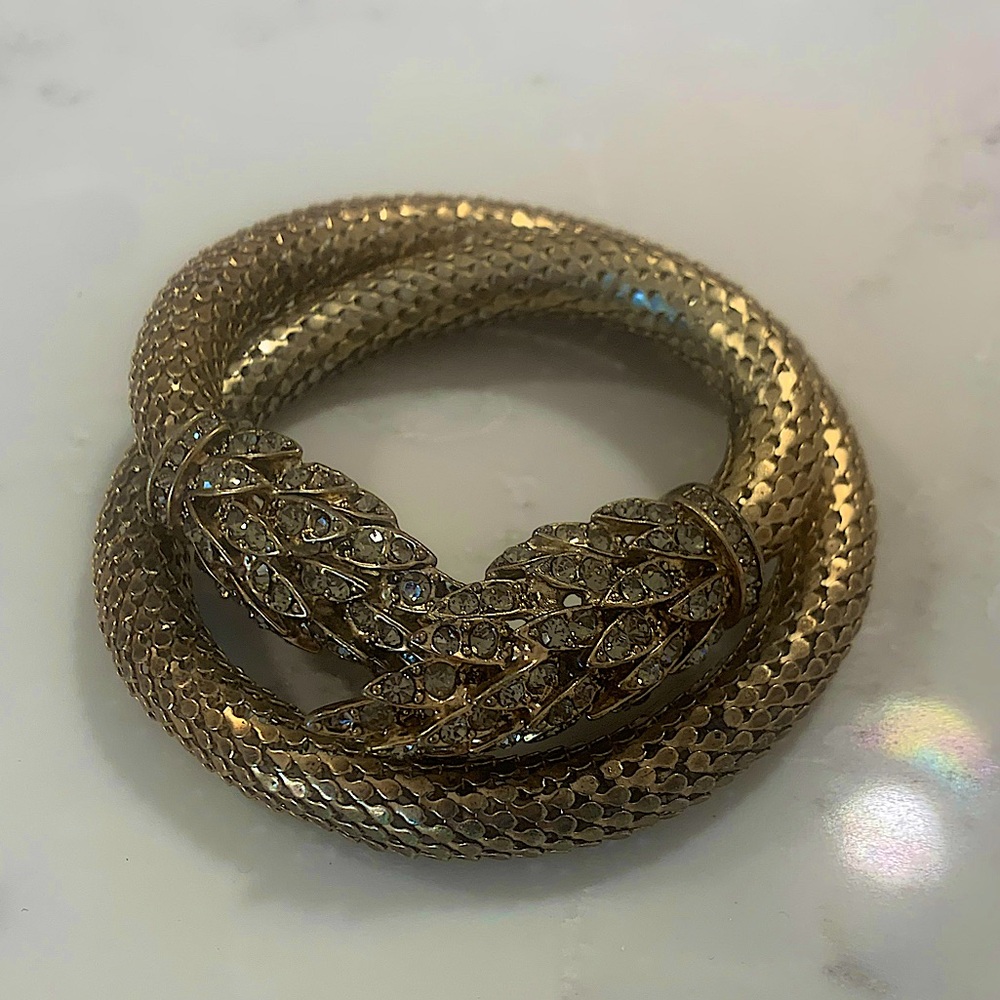 Vintage bronze & crystal wrap bracelet